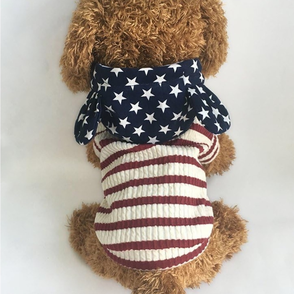 NEW🇺🇸 America Stars and Stripes Dog/Cat lightweight Hoodie